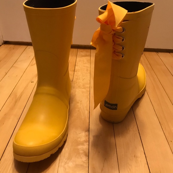 lemon rain boots